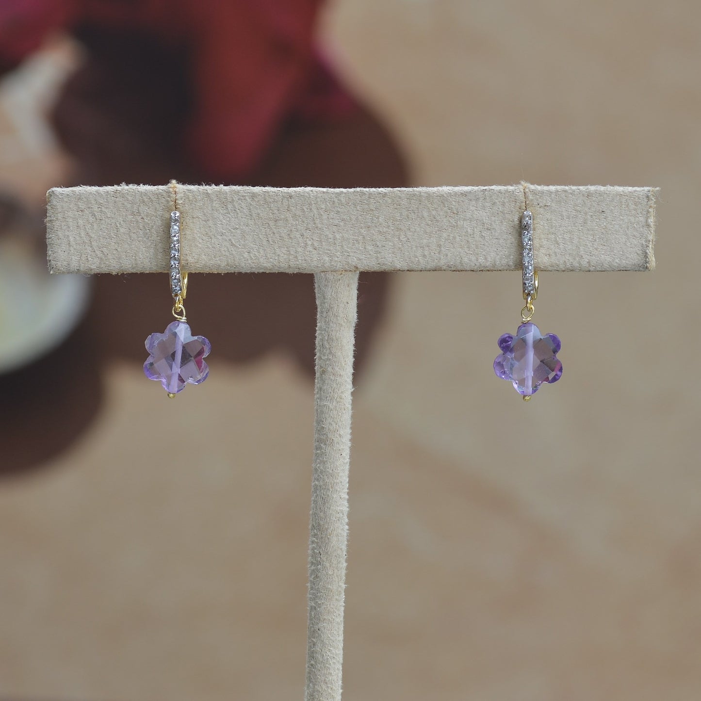 AMETHYST PHOOL EARRINGS